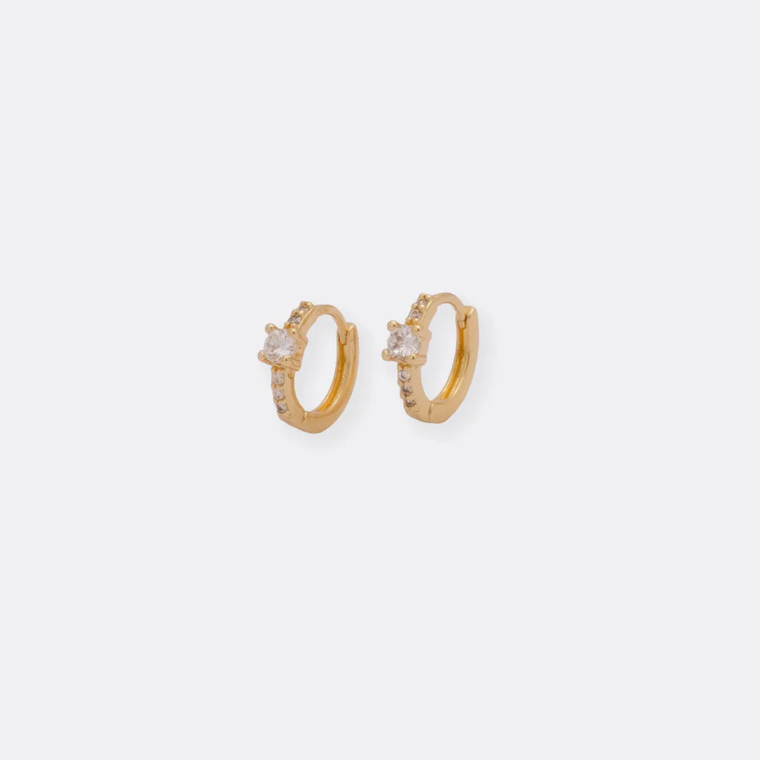 Aretes Candonga Solitario Crystal 13 mm