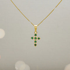 Dije Cruz 6 Circonias Verde