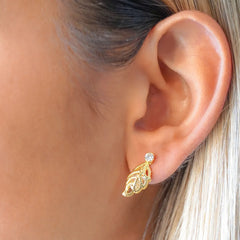 Aretes Hoja Circonias 1.7 Cms
