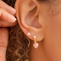 Aretes Corazón Circonias 1.7 Cms ROSA