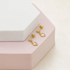 Aretes Corazón Circonias 1.7 Cms ROSA