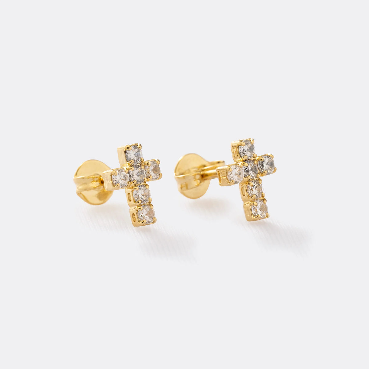 Aretes Cruz 6 circonias 0.8mm CRISTAL
