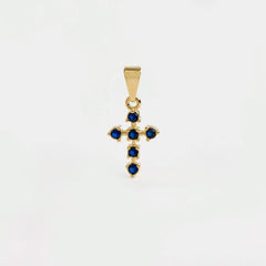 Cruz 6 Circonias Azul