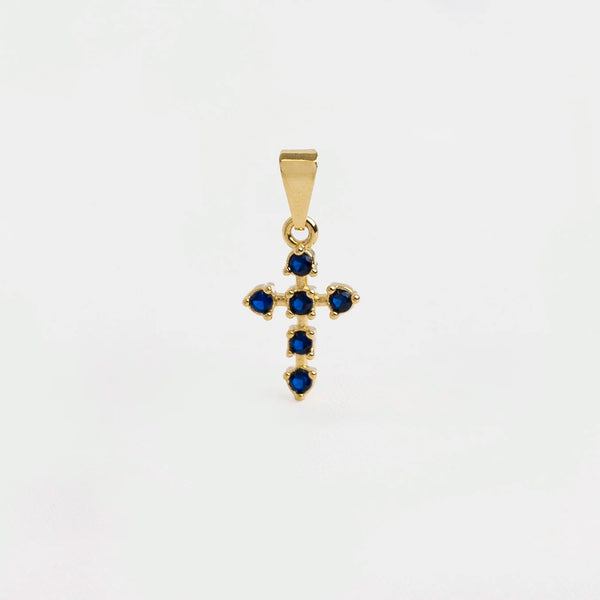 Cruz 6 Circonias Azul