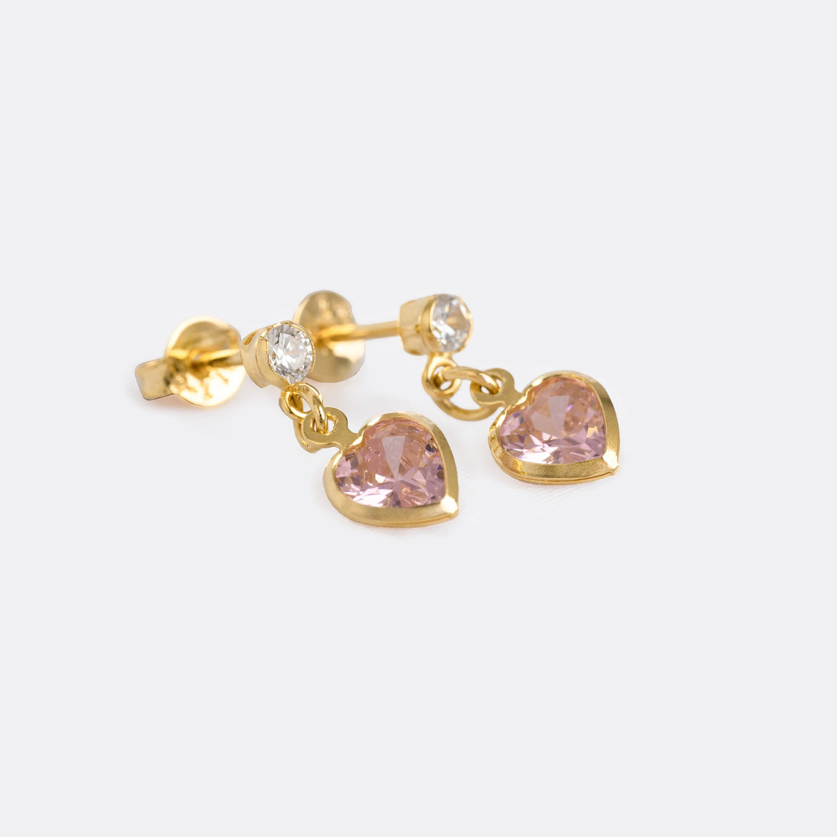 Aretes Corazón Circonias 1.7 Cms ROSA