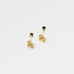 Aretes Topo Mini Circon Cuadrado NEGRO