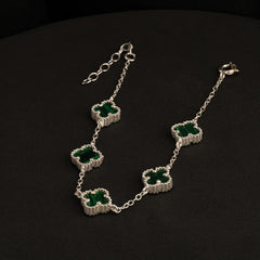 Pulsera Clover 5H Malaquita 10 mm 17 Cms + Ext